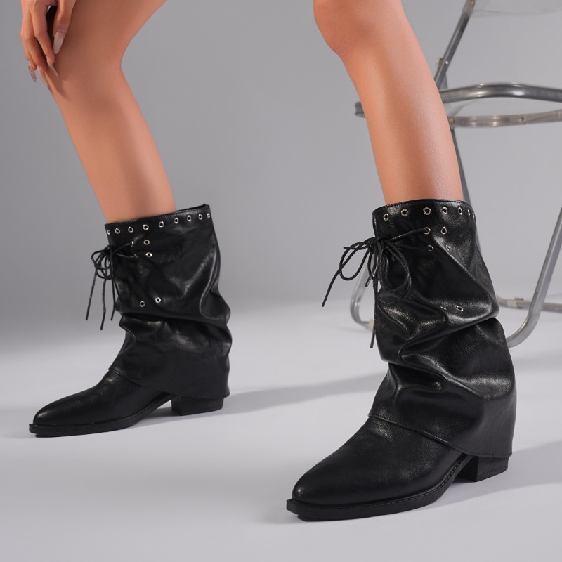 Studded Lace-Up Booties Pointe - Motorcycle Cylinder 评论和价格